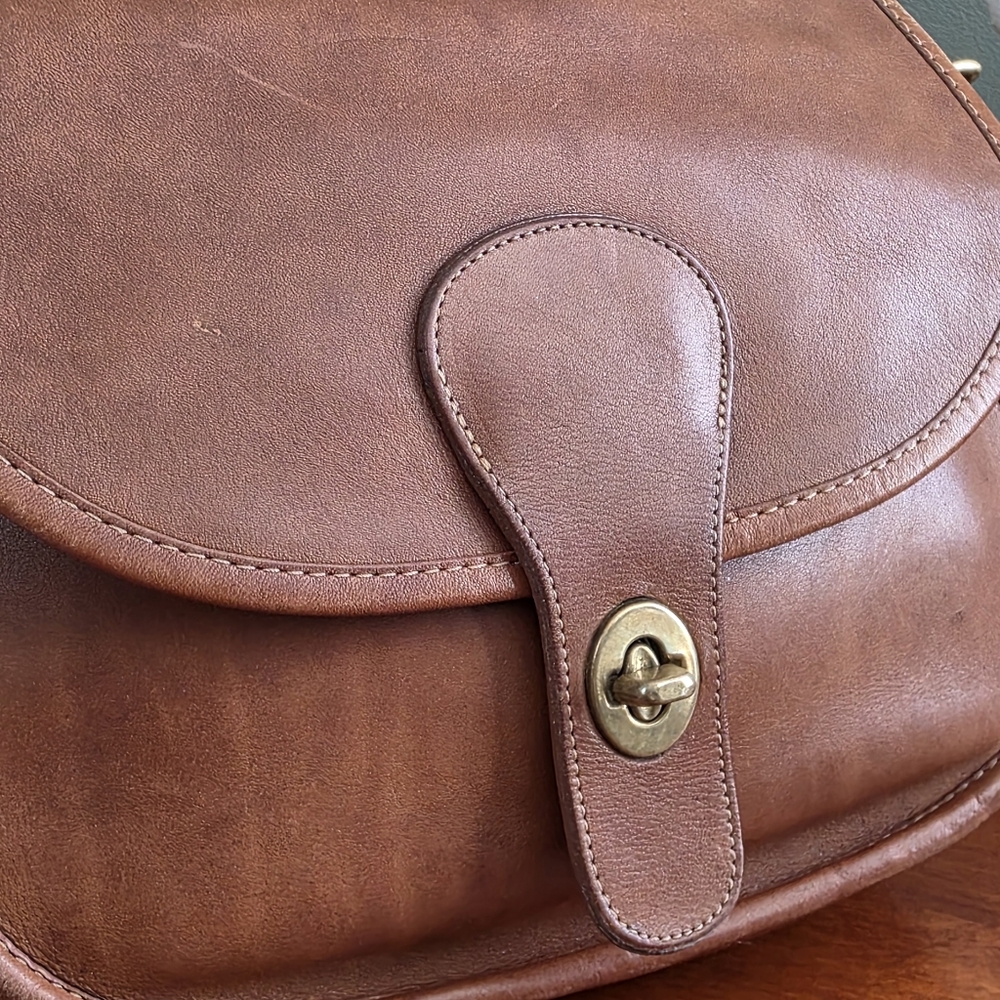 Coach 9535 Saddlery Bag Crossbody British Tan Leather Shoulder Bag Vintage - Picture 12 of 16
